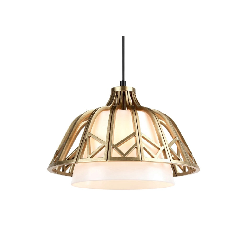 **Moderne Hanglamp met Geometrisch Design en Glas Schaduw**
