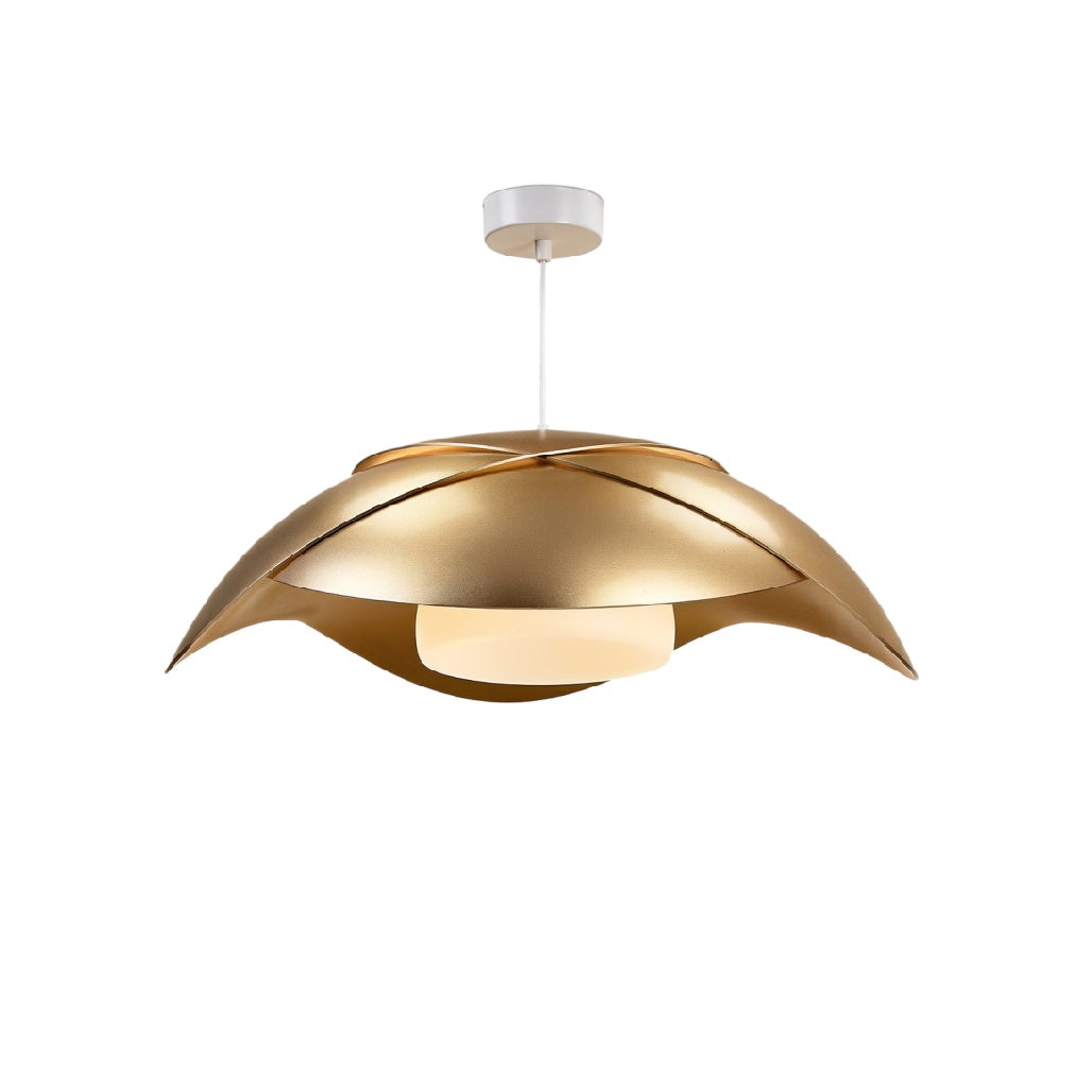 Gouden Hanglamp met Moderne Vormgeving en Opale Glazen Diffuser