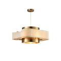 Moderne Hanglamp met Goudkleurige Accenten en Stofscherm