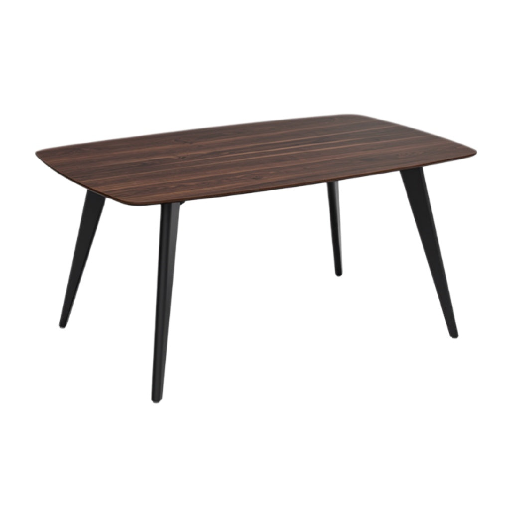 Moderne Eettafel met Donker Houten Blad en Zwarte Poten