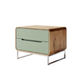 Moderne Nachtkastje met Houten Afwerking en Groene Lade