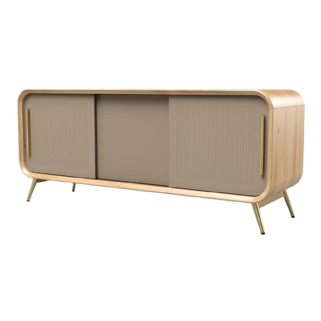 Moderne Dressoir met Gladde Deuren en Houten Accent