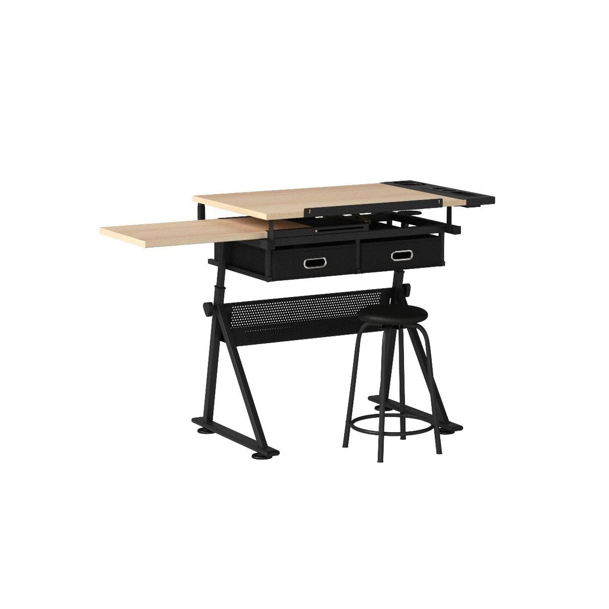 ZENY Adjustable Drafting Table with Stool Tilting Drawing Desk Artist Table