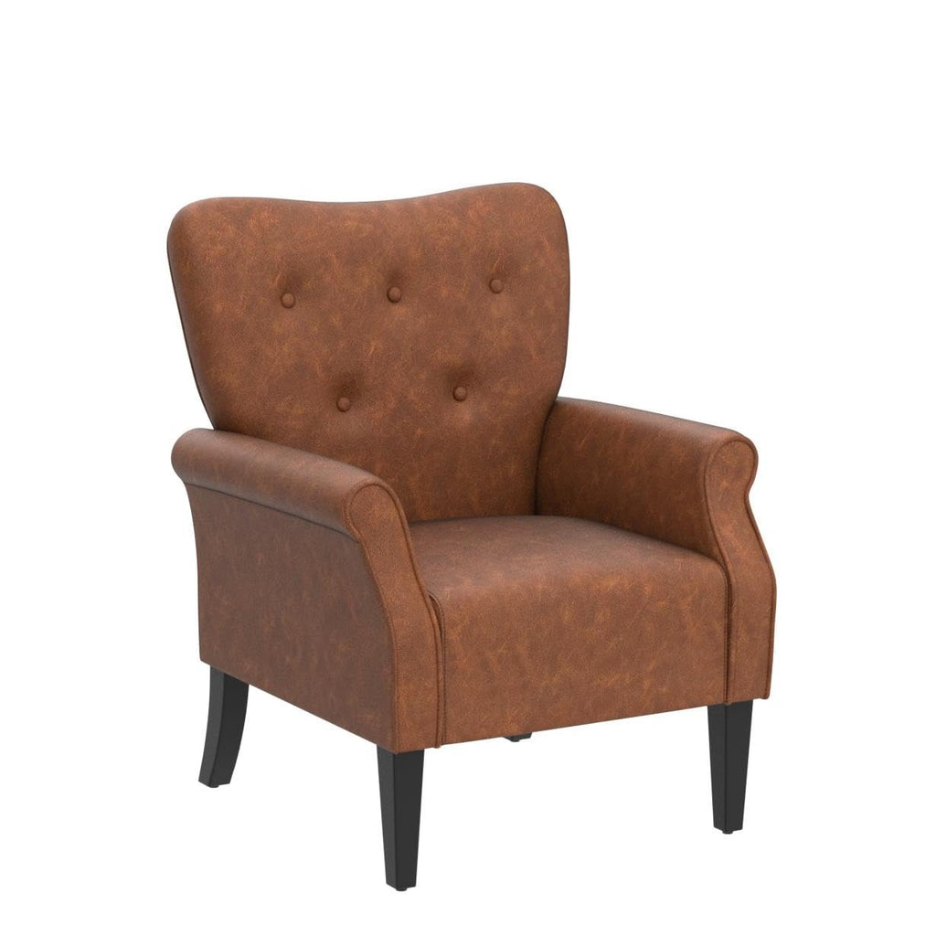 Yaheetech High Back Accent Chair Set of 2 with Rolled Arms, Navy Blue