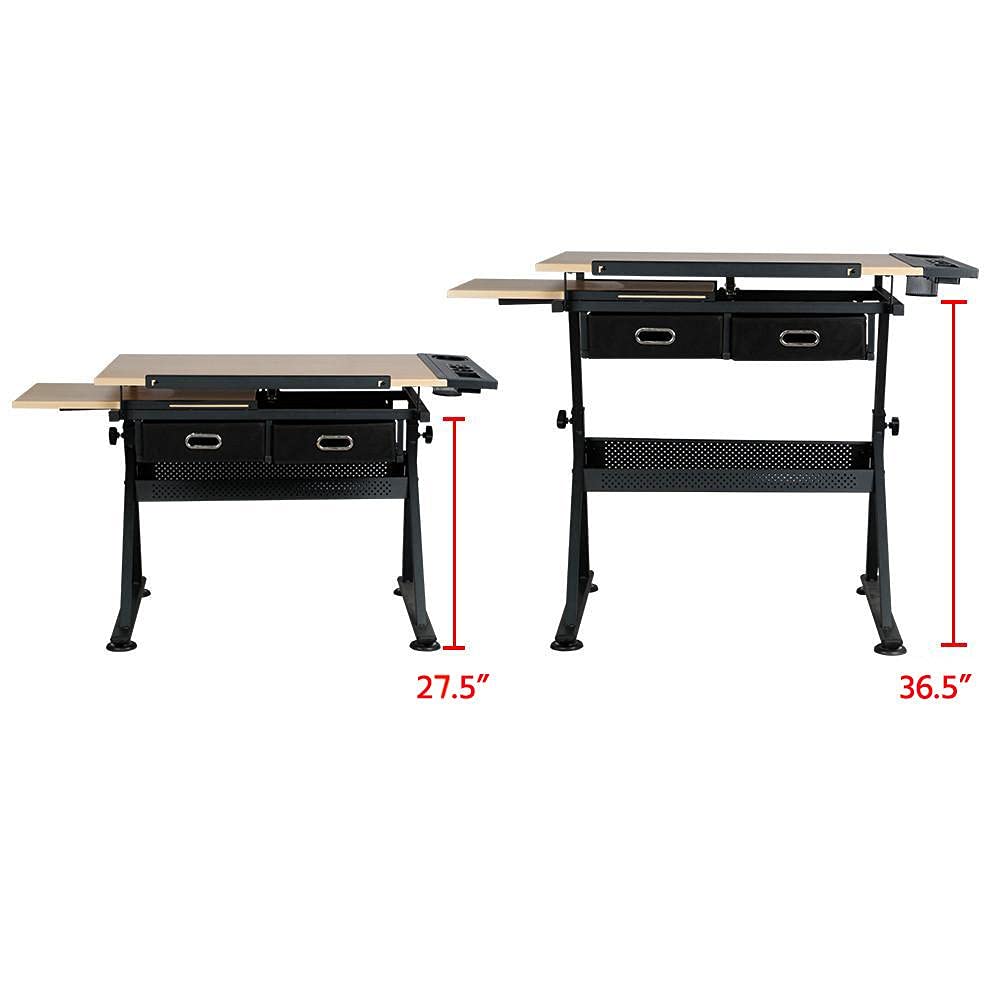 Topeakmart Drafting Table for Artists, Height Adjustable Drawing Draft Desk