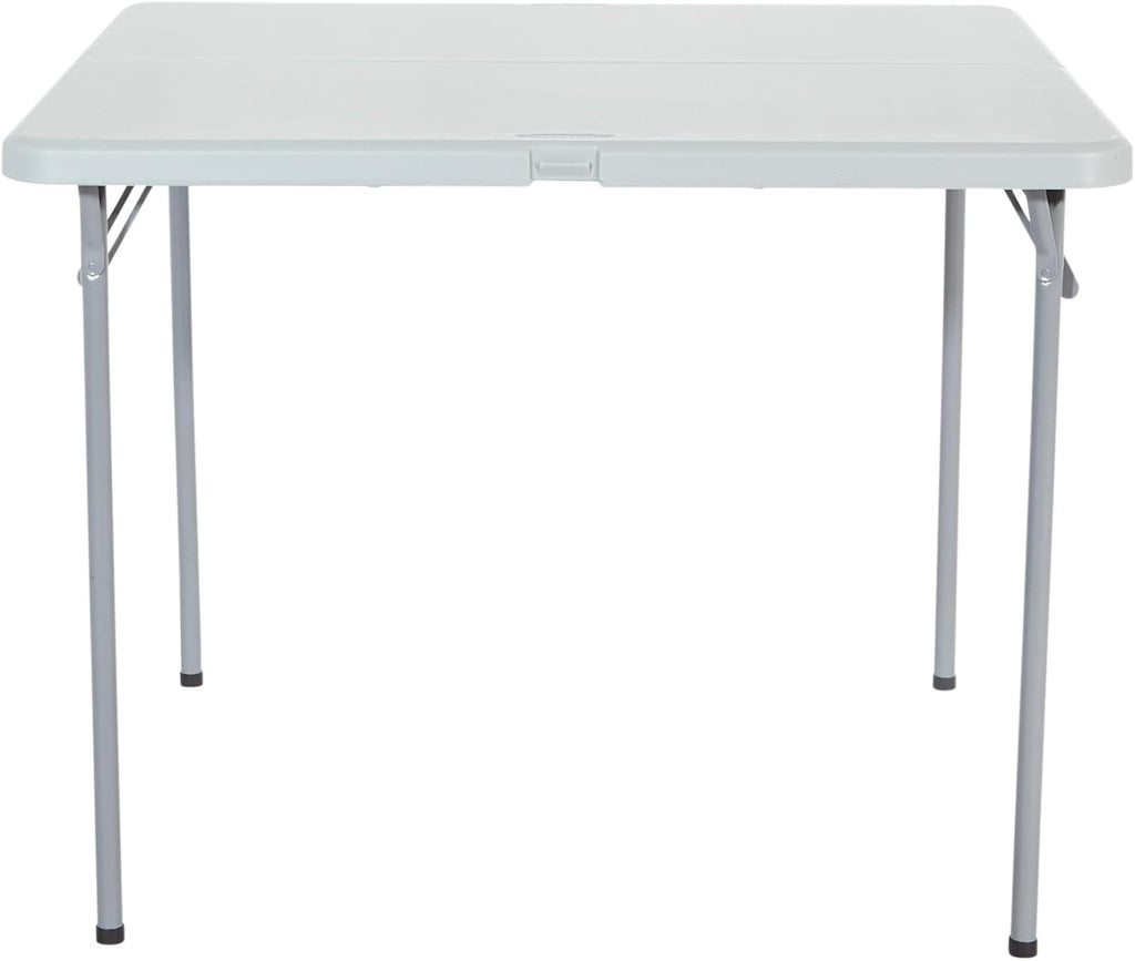 Office Star Resin 5-Piece Folding Square Table and Chair Set, Light Grey
