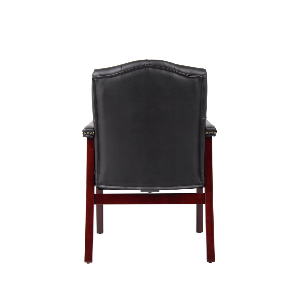 Leather Office Guest Chairs Set of 2, Ergonomic Waiting Room Chair with Arms Reception Chairs No Wheels Conference & Meeting Side Chairs Executive Furniture (Burgundy)