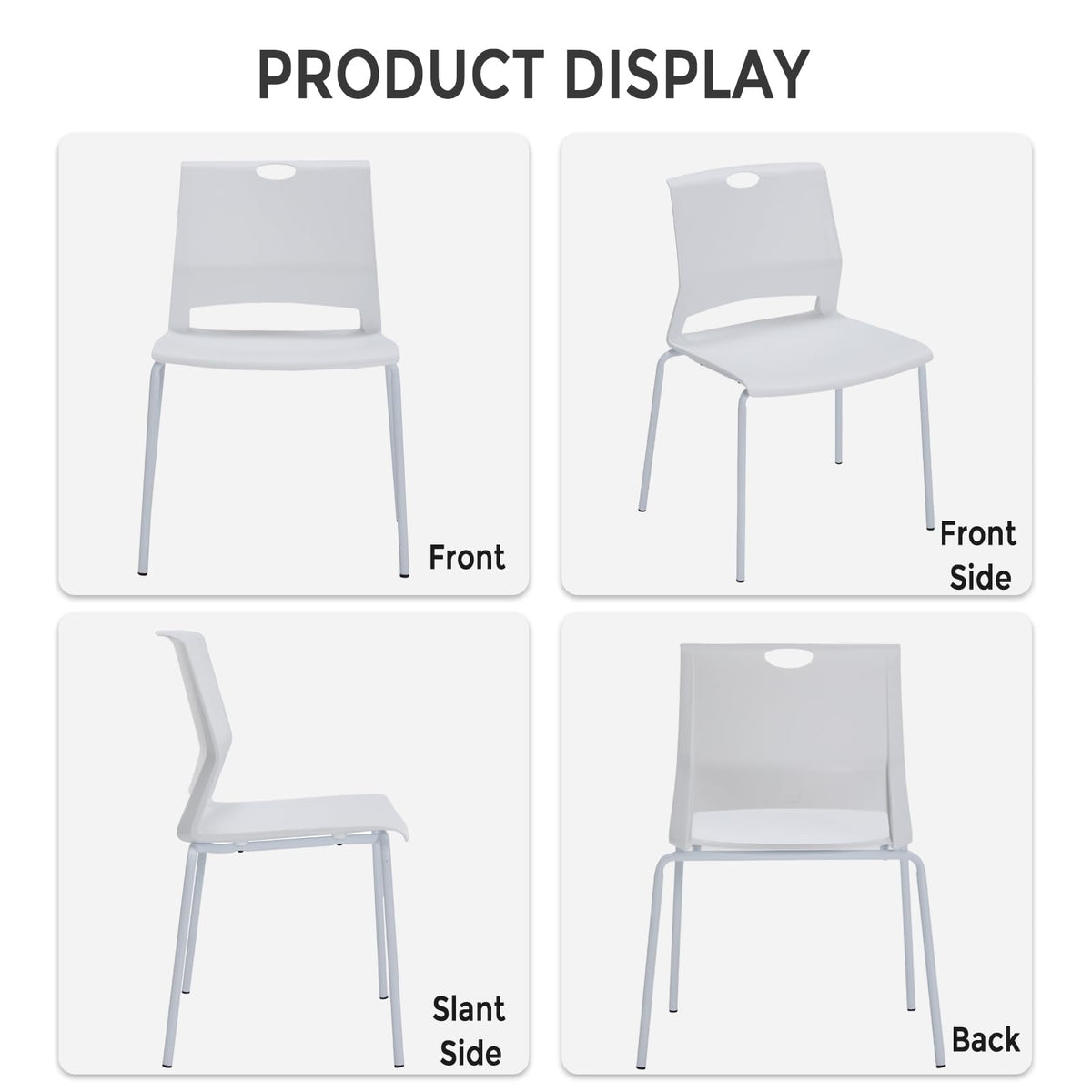 Sidanli Stackable Office Chairs, Red Guest Chairs with Comfortable Streamline Seat, Stacking Chairs No Wheels for Conference Room, Set of 4