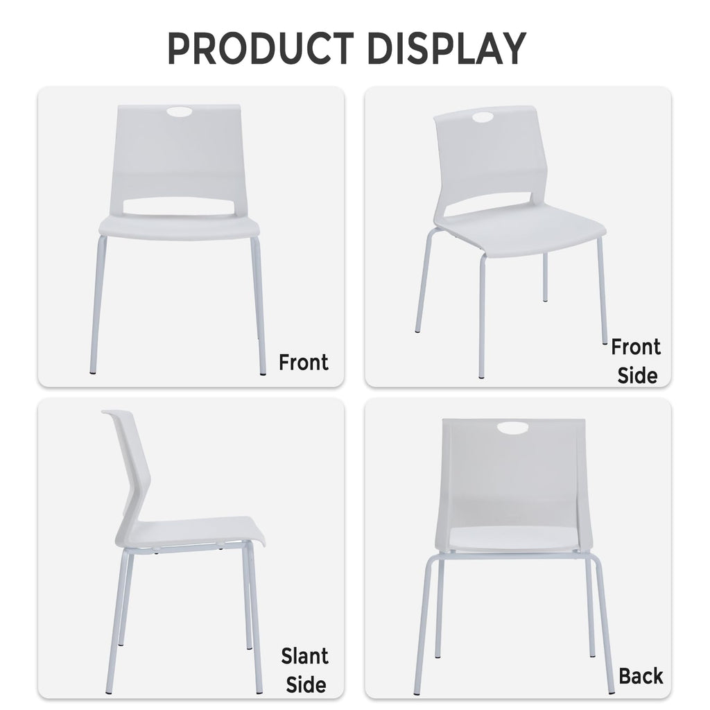 Sidanli Stackable Office Chairs, Red Guest Chairs with Comfortable Streamline Seat, Stacking Chairs No Wheels for Conference Room, Set of 4