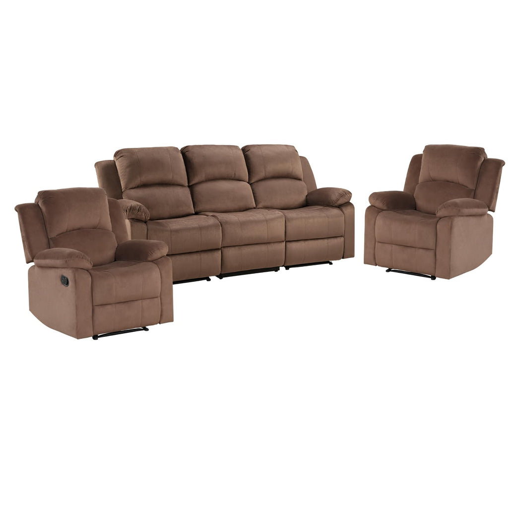 EBELLO Manual Faux Leather Reclining Couch Set for Living Room, Include 1 Recliner Chair, 1 Loveseat Sofa, Recliner Sofa Furniture Set for Home and Office, Black