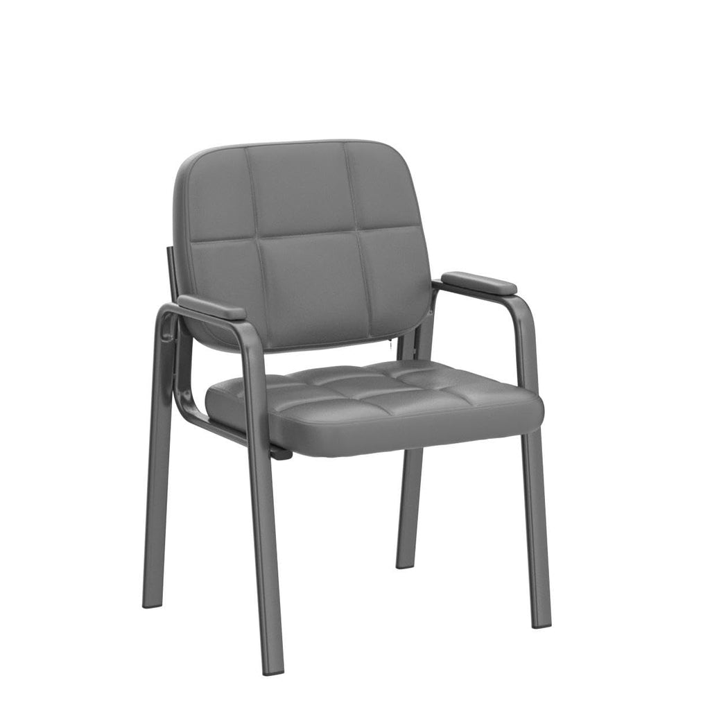 CLATINA Waiting Room Guest Chair with Bonded Leather Padded Arm Rest for Office Reception and Conference Desk Black with Sled Base Brown 1 Pack