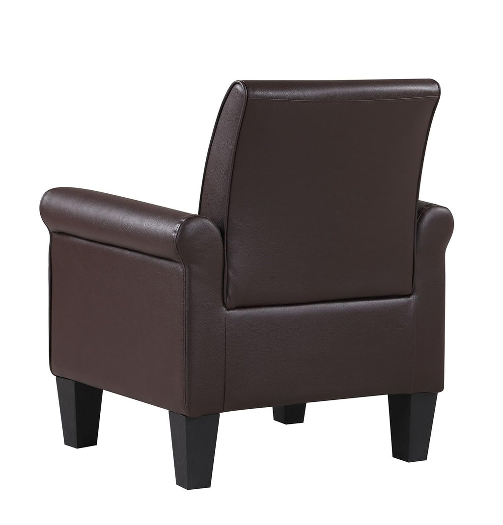 Faux Leather Accent Chair Set of 2, Mid Century Modern Living Room Chair, Upholstered Comfortable PU Leather Armchair for Bedroom, Office or Waiting Areas-Black