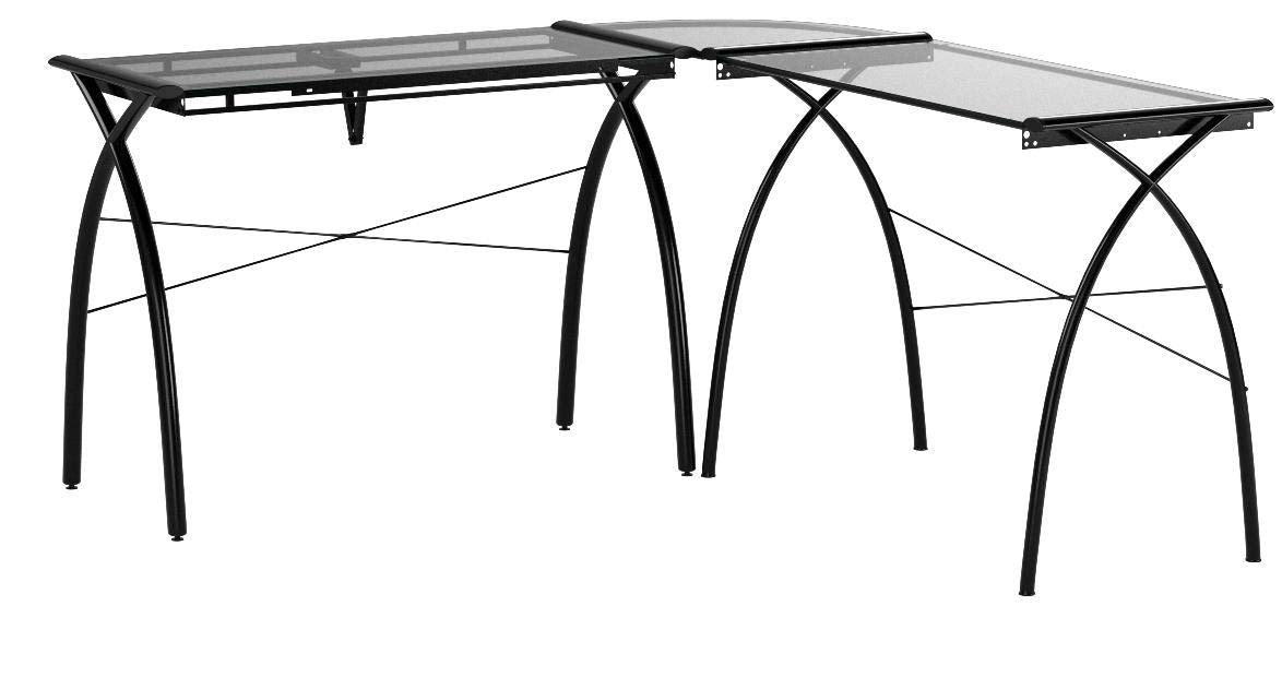 SD STUDIO DESIGNS Futura LS WorkCenter with Tilt Top Adjustable Drafting Table Craft Table Drawing Desk Hobby Table Writing Desk Studio Desk, Silver / Blue Glass