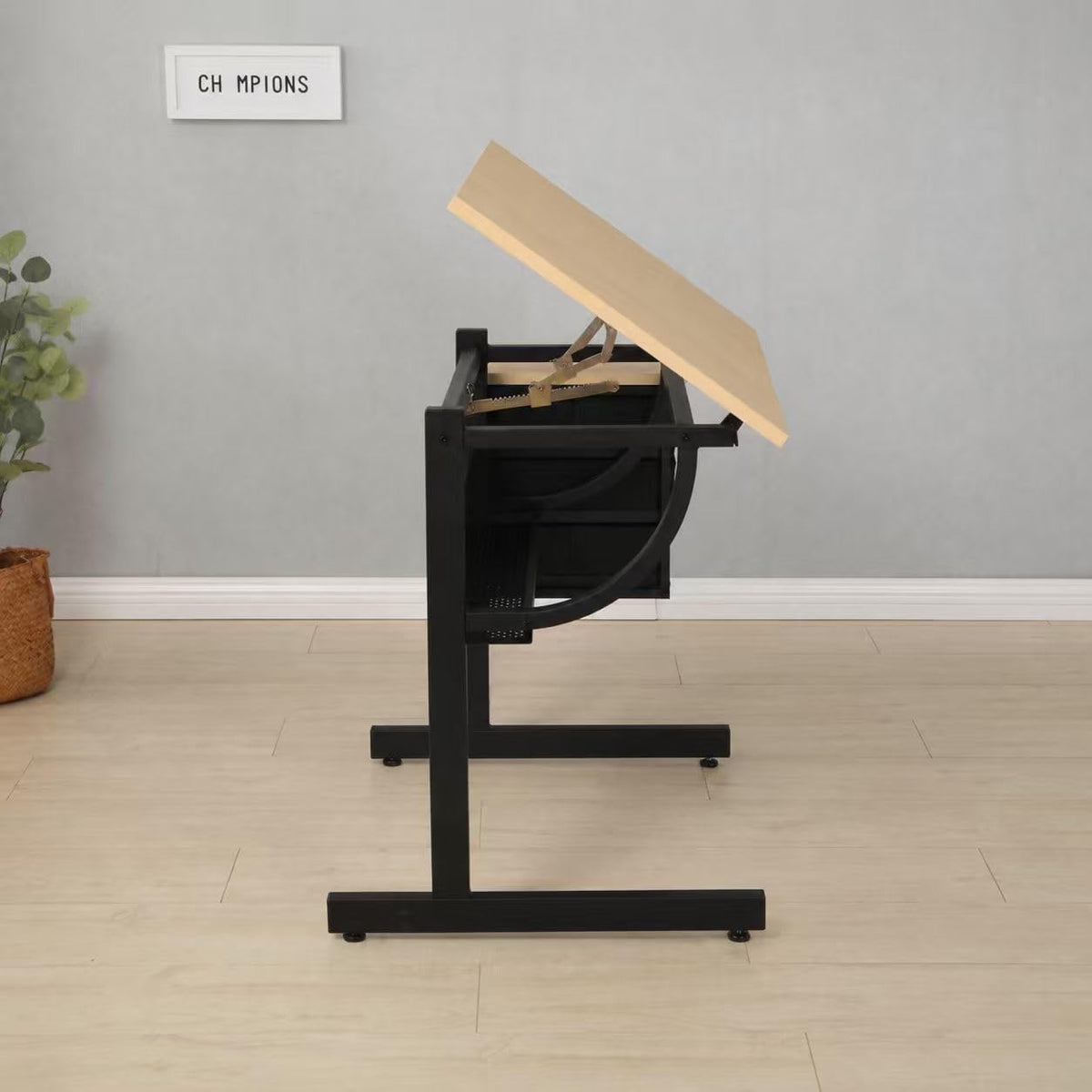 Drafting Table, Height Adjustable Art Table with Stool,T1-All White