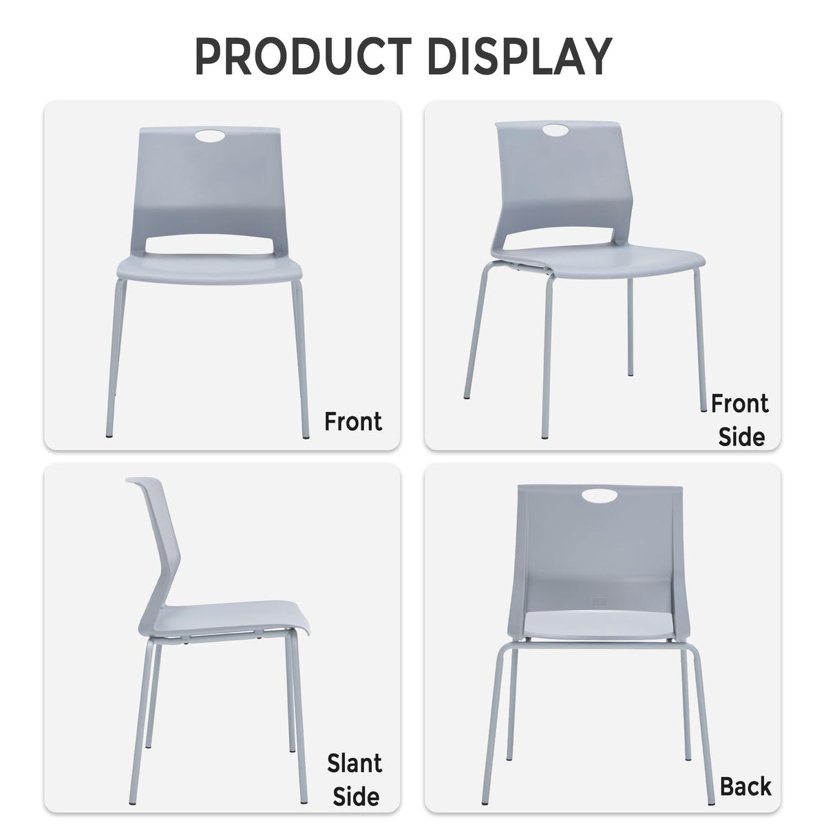 Sidanli Stackable Office Chairs, Red Guest Chairs with Comfortable Streamline Seat, Stacking Chairs No Wheels for Conference Room, Set of 4
