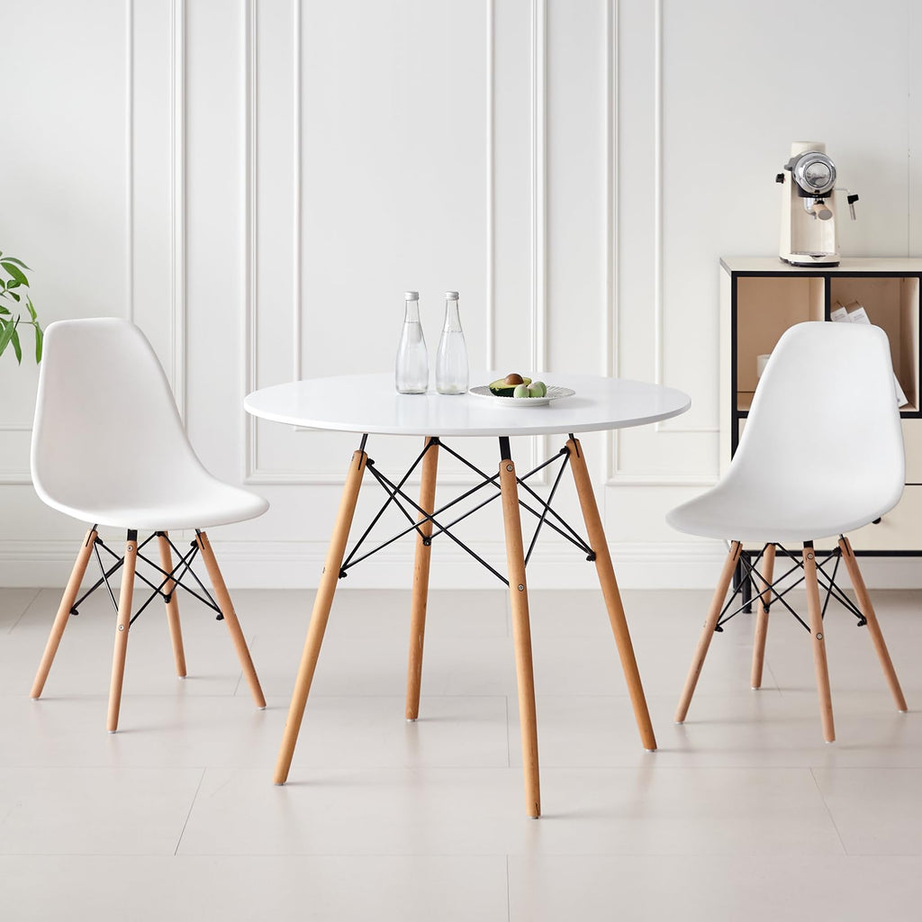 5-Piece Round Dining Set, 35.5" Black Table & Light Gray Chair