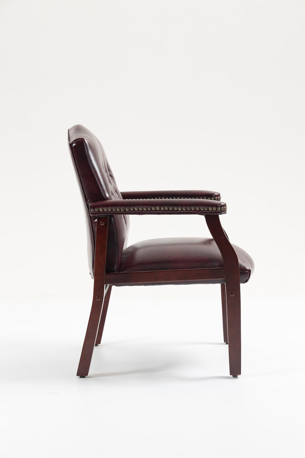 Leather Office Guest Chairs Set of 2, Ergonomic Waiting Room Chair with Arms Reception Chairs No Wheels Conference & Meeting Side Chairs Executive Furniture (Burgundy)