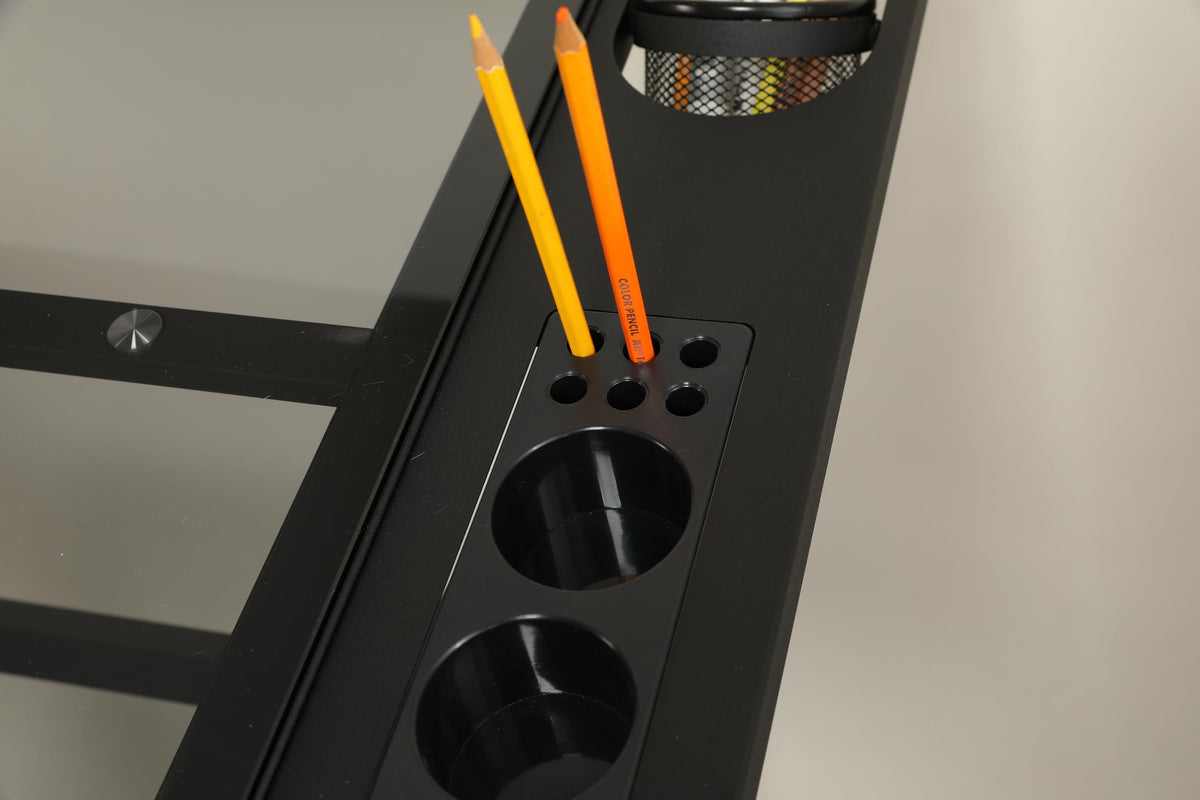 Adjustable Drawing Table for Artists | Drafting Desk with Tilted Glass Top | Art & Craft Table for Adults (Black, Classic Pro-27.16''- 35.82'' H)