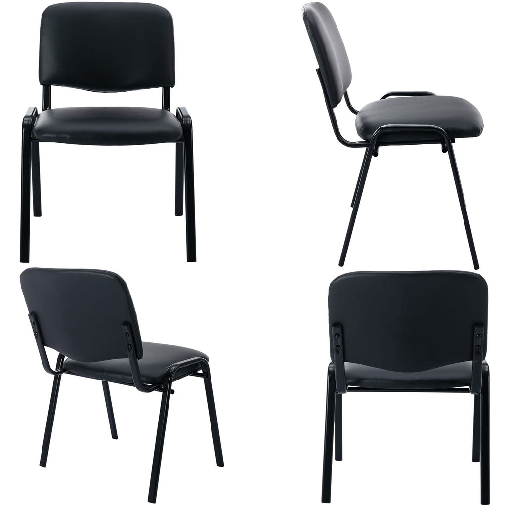 Stackable Office Guest Chairs, Reception Waiting Room Chairs with Padded Seat & Back, Armless No Wheels Conference Chairs for Training, Meeting, Lobby, Set of 5, Black Mesh Fabric