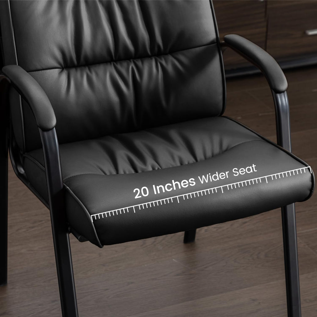 Office Guest Reception Chair Set of 2, Conference Room Chairs Waiting Room Chairs 2 Pack, Modern Leather Office Desk Chair No Wheels.