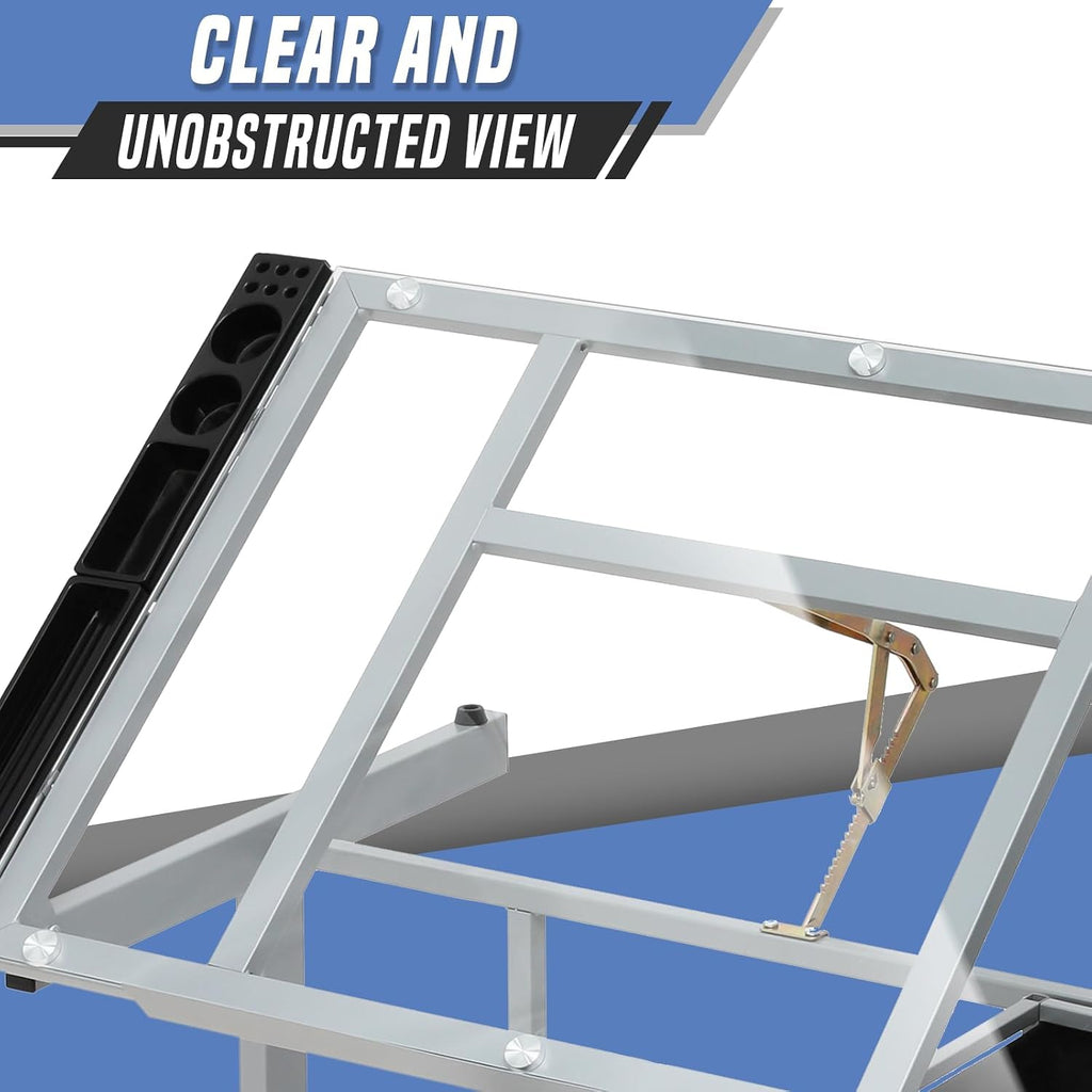 Drafting Table, Clear Glass, Angle Adjustable Top