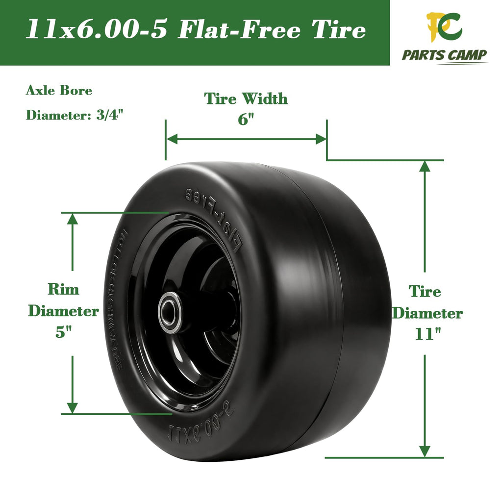 Parts Camp (2 Pack) 13x6.50-6 Lawn Mower Tires Flat Free Solid Tire