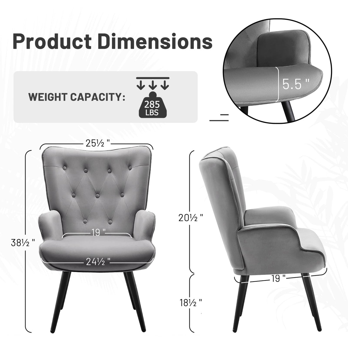 Furniliving PU Leather Accent Chair for Living Room, Upholstered Reading Chair with High Backrest, Tufted-Button Wingback Armchair for Bedroom, Dressing Room, Home Office, Brown, Set of 2