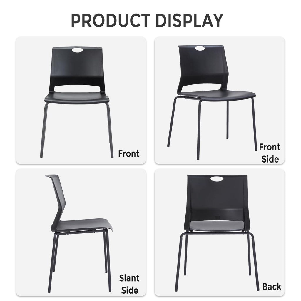 Sidanli Stackable Office Chairs, Red Guest Chairs with Comfortable Streamline Seat, Stacking Chairs No Wheels for Conference Room, Set of 4
