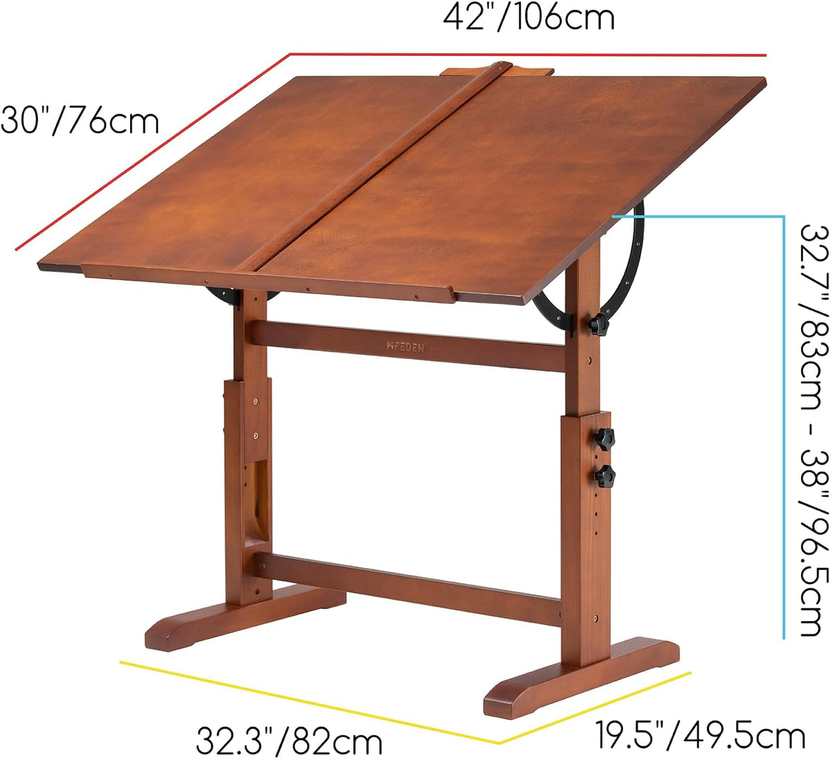 MEEDEN Extra-Large Wood Drafting Table: 42" x 30" Artist Drawing Table Desk