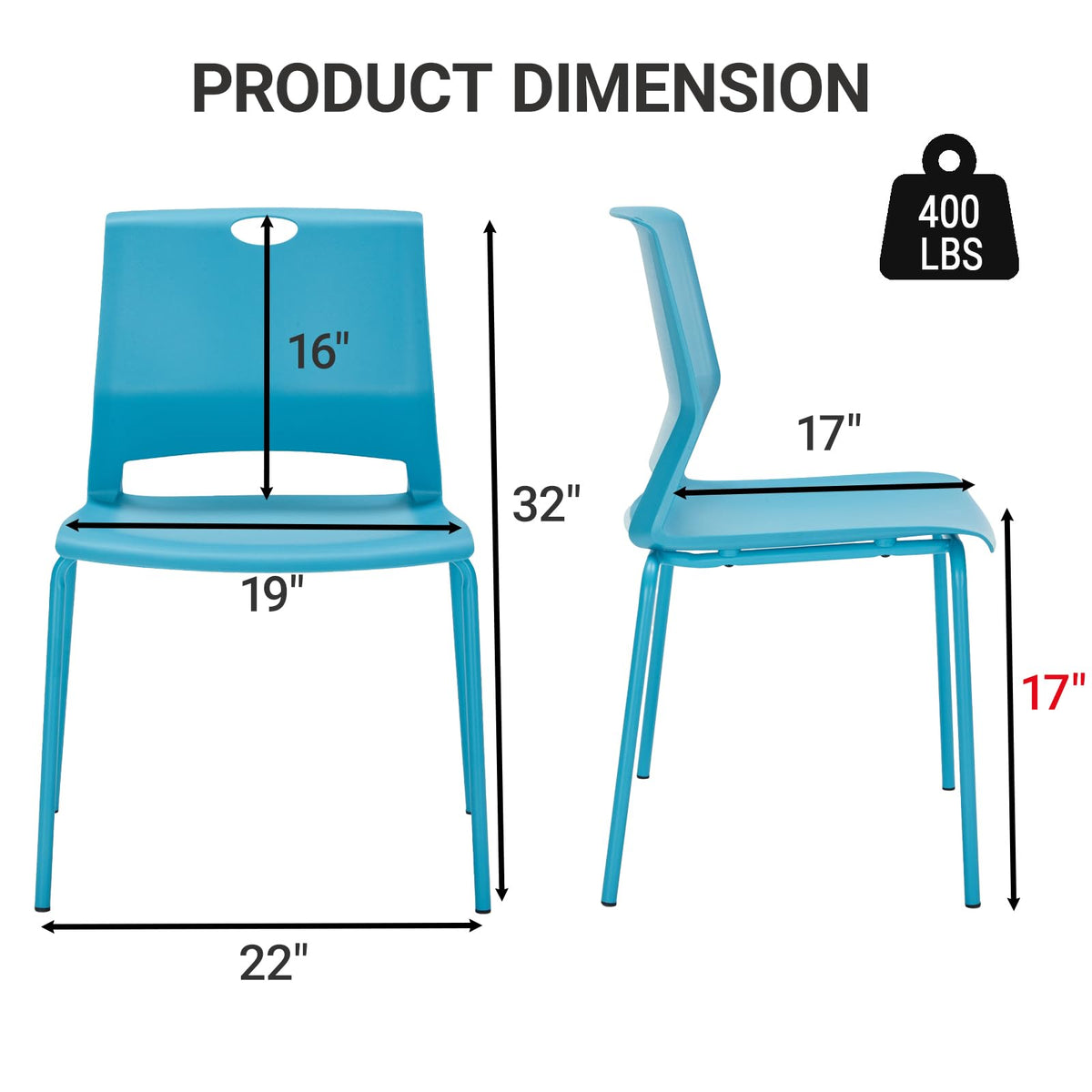 Sidanli Stackable Office Chairs, Red Guest Chairs with Comfortable Streamline Seat, Stacking Chairs No Wheels for Conference Room, Set of 4