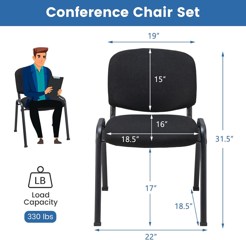 Casart 5 PCS Conference Chair Set W/Steel Frame,Ergonomic Design,Sponge Seat and Back,Stack Chair for Study Waiting Room Guest Reception Room Stackable Office Chairs Furniture Set