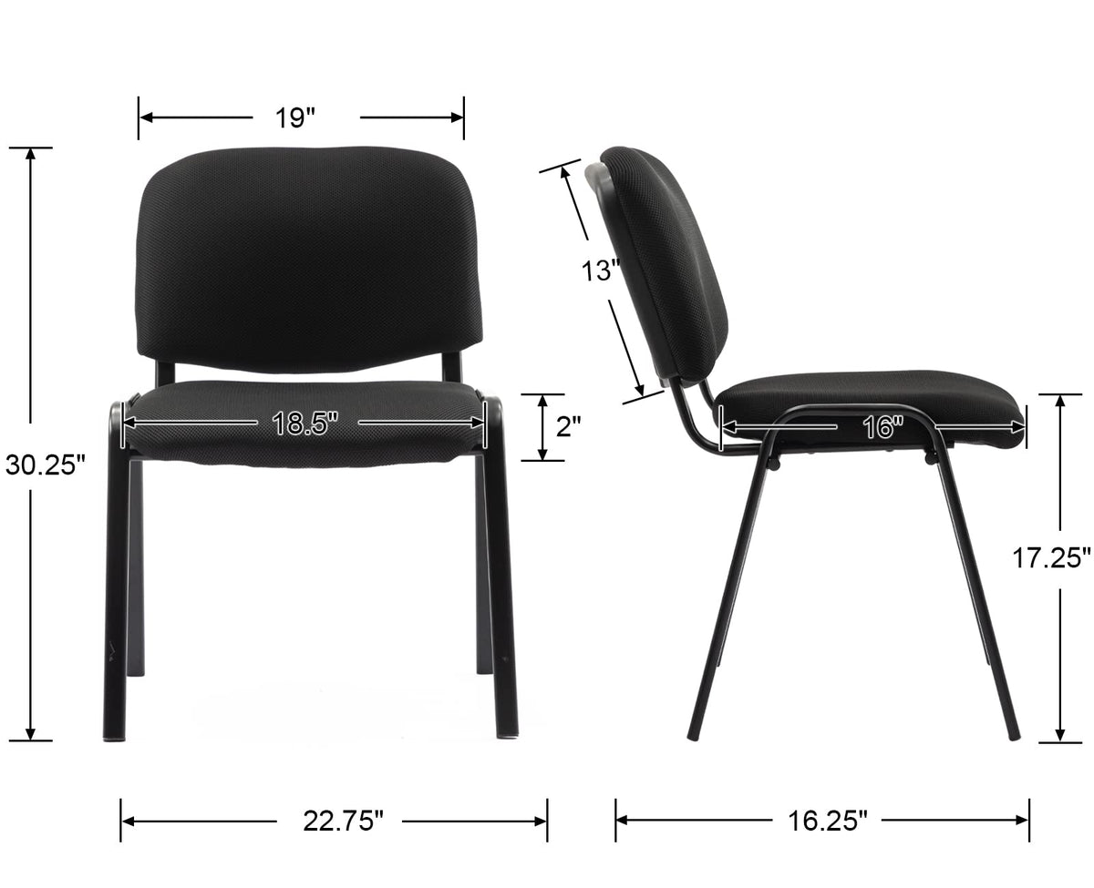 Stackable Office Guest Chairs, Reception Waiting Room Chairs with Padded Seat & Back, Armless No Wheels Conference Chairs for Training, Meeting, Lobby, Set of 5, Black Mesh Fabric