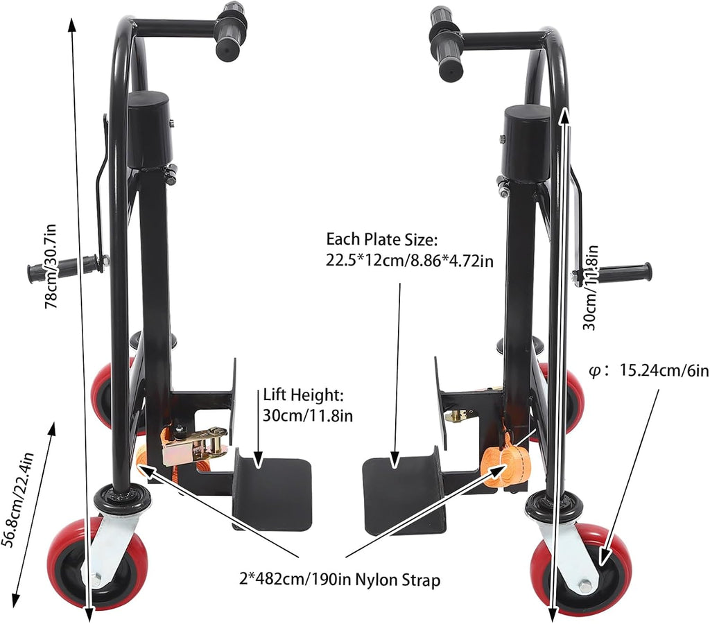 Manual Furniture Mover Set, 1300LBS Heavy Duty Moving Tool with 4 Wheels and 190-Inch Nylon Straps, 11.8 Inch Lift Height Manual Furniture Mover for Home Office Moving and Warehouse Handling (Black)