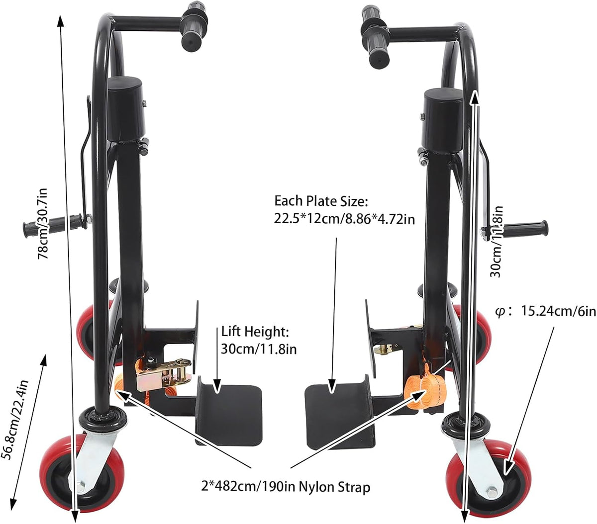 Manual Furniture Mover Set, 1300LBS Heavy Duty Moving Tool with 4 Wheels and 190-Inch Nylon Straps, 11.8 Inch Lift Height Manual Furniture Mover for Home Office Moving and Warehouse Handling (Black)