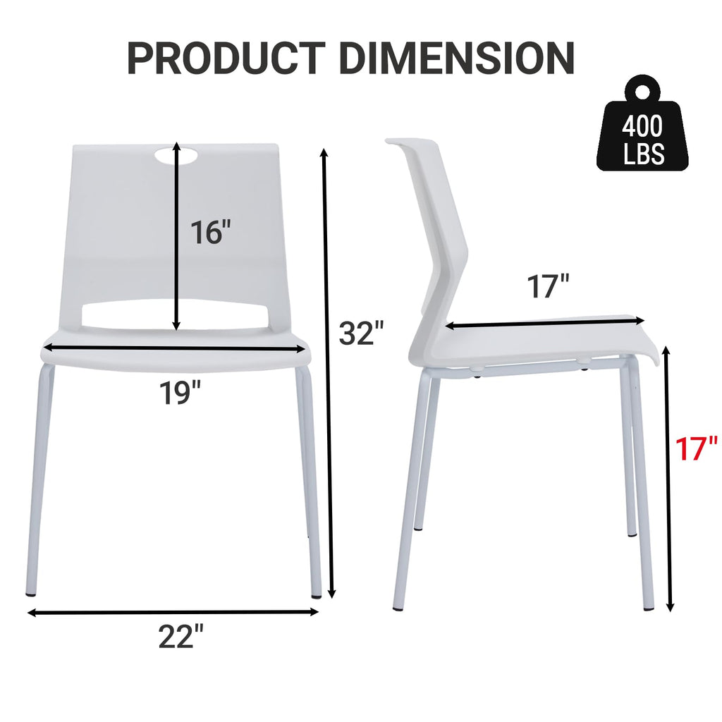Sidanli Stackable Office Chairs, Red Guest Chairs with Comfortable Streamline Seat, Stacking Chairs No Wheels for Conference Room, Set of 4