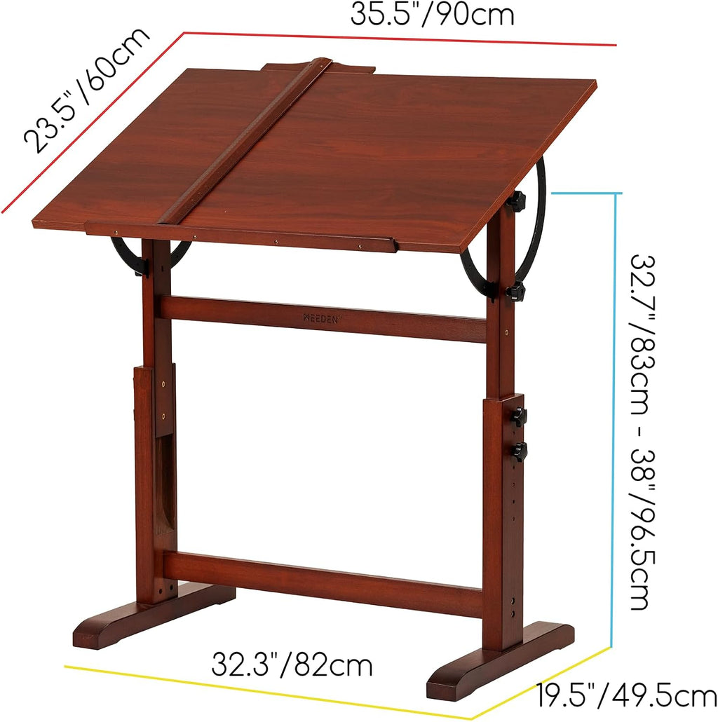 MEEDEN Vintage Drafting Table & Stool: 35.5" x 23.5" Art Desk and Stool Set