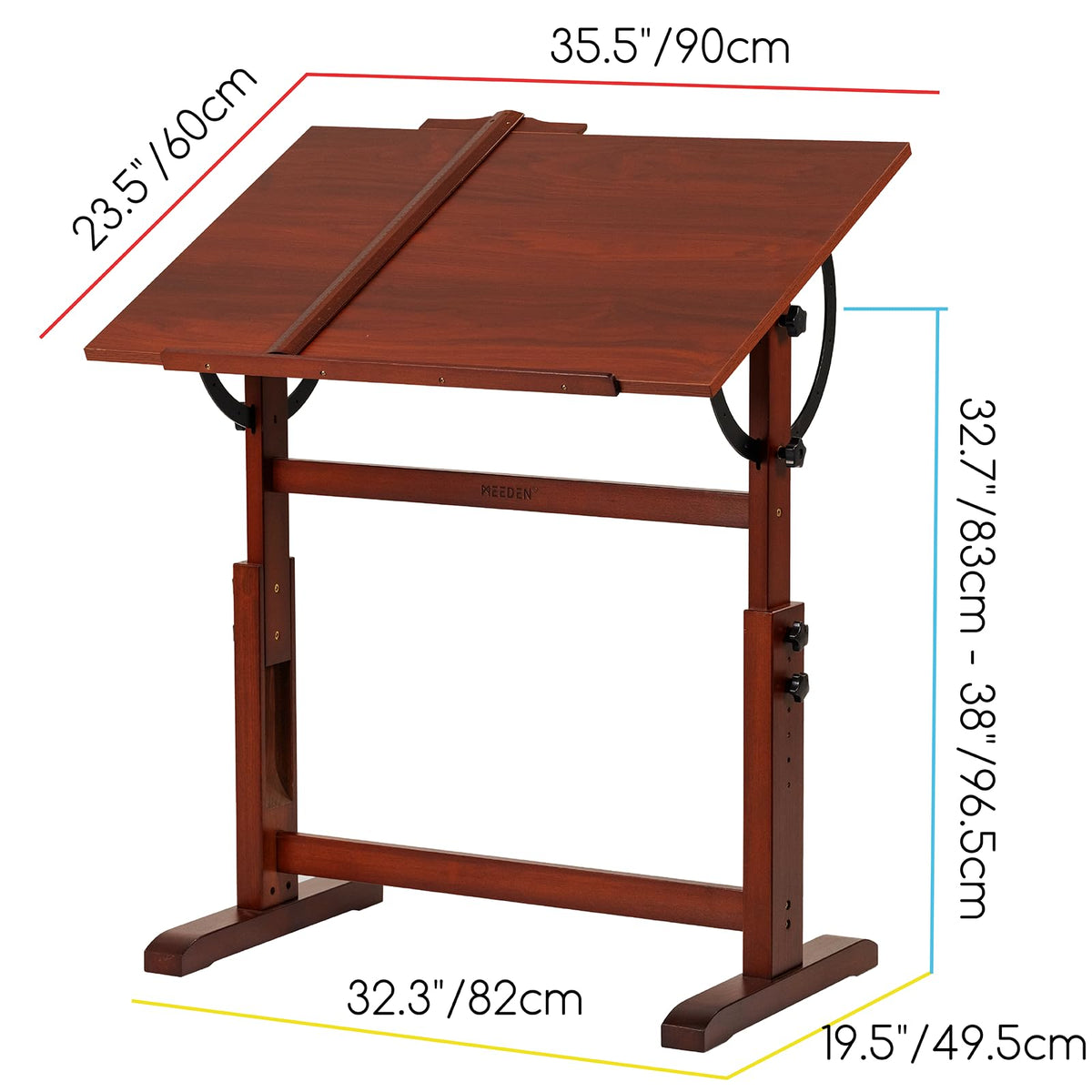 MEEDEN Vintage Drafting Table & Stool: 35.5" x 23.5" Art Desk and Stool Set