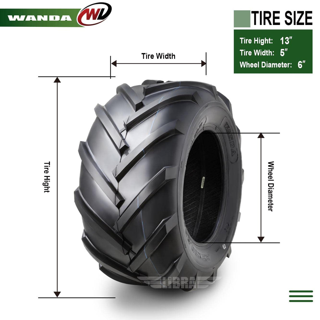 WANDA 4PC 15X6-6 & 20X10-8 Lawn Mower Tractor Tires Super Lug -13078/13071