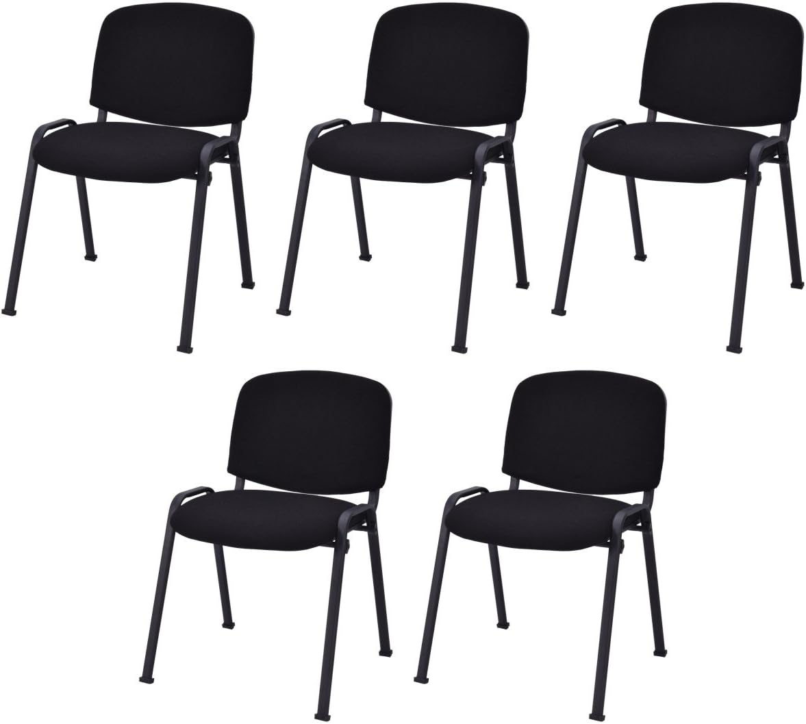 Casart 5 PCS Conference Chair Set W/Steel Frame,Ergonomic Design,Sponge Seat and Back,Stack Chair for Study Waiting Room Guest Reception Room Stackable Office Chairs Furniture Set