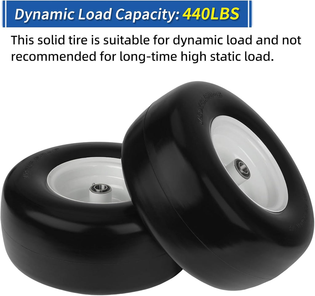 GICOOL 13x6.50-6" Flat-Free Front Tire and Wheel, for Zero-Turn Mower, 2PK