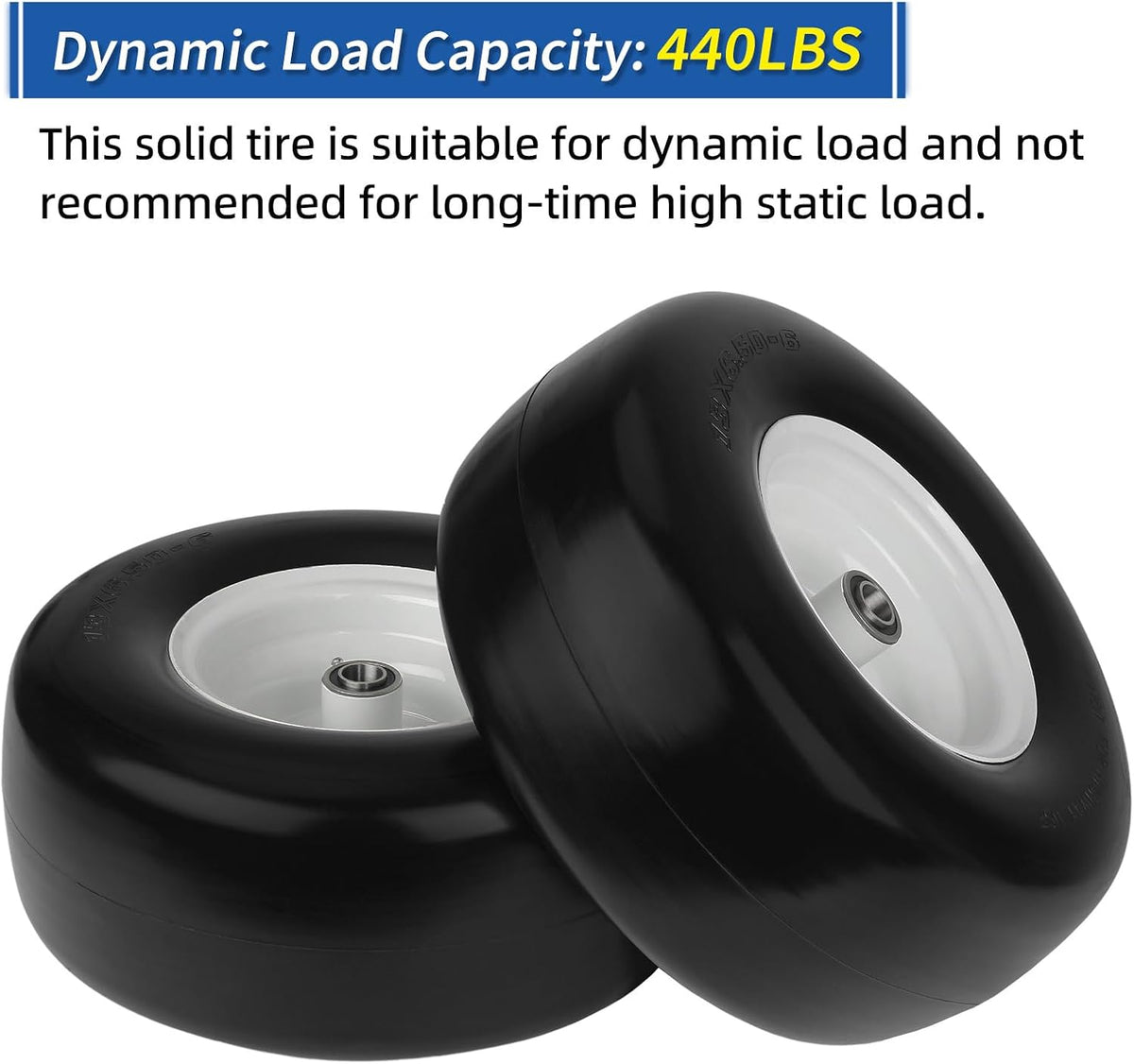 GICOOL 13x6.50-6" Flat-Free Front Tire and Wheel, for Zero-Turn Mower, 2PK