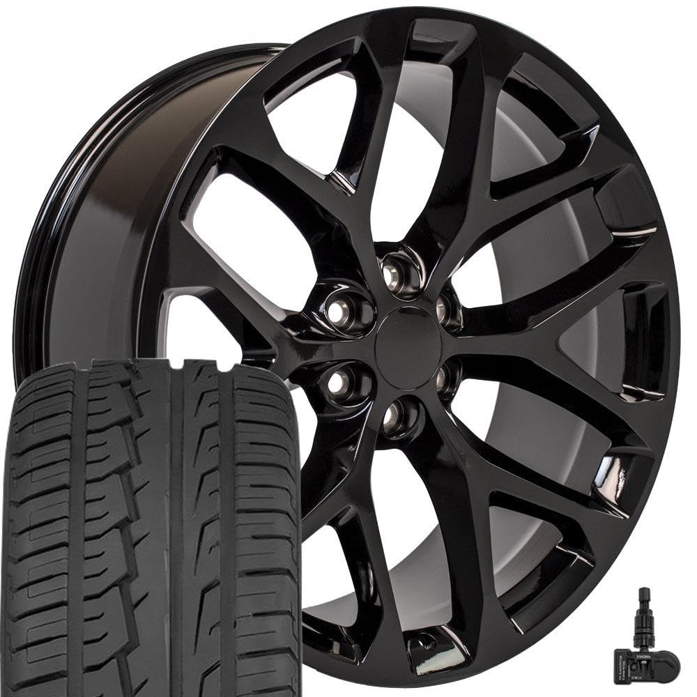 OE Wheels CV98B 22x9 Set(4) Black 6x139.7 & Sailun Tires