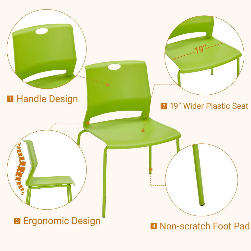Sidanli Stackable Office Chairs, Red Guest Chairs with Comfortable Streamline Seat, Stacking Chairs No Wheels for Conference Room, Set of 4