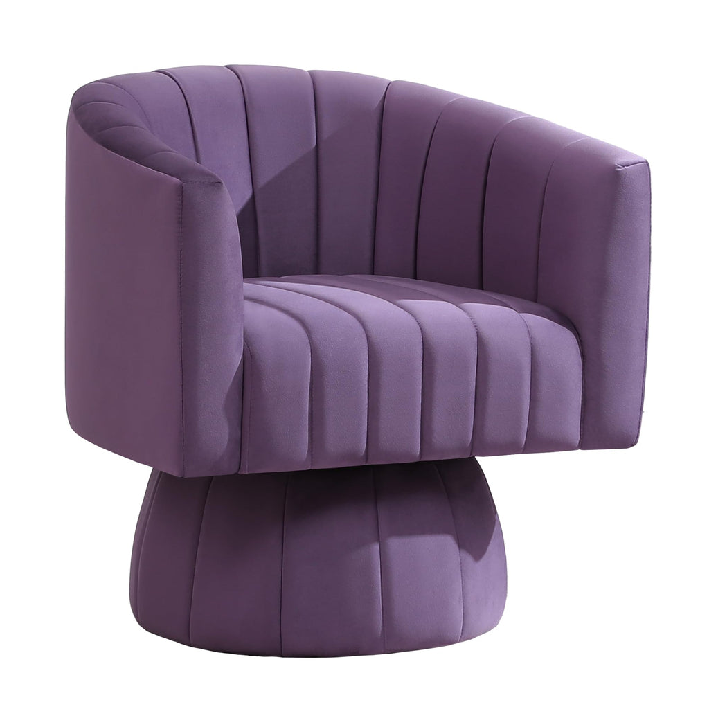 Swivel Accent Barrel Chair Set of 2, Cute Comfy Small Round 360Â° Arm Chair, Velvet Sofa Club Reading Chair for Living Room Bedroom Office Purple