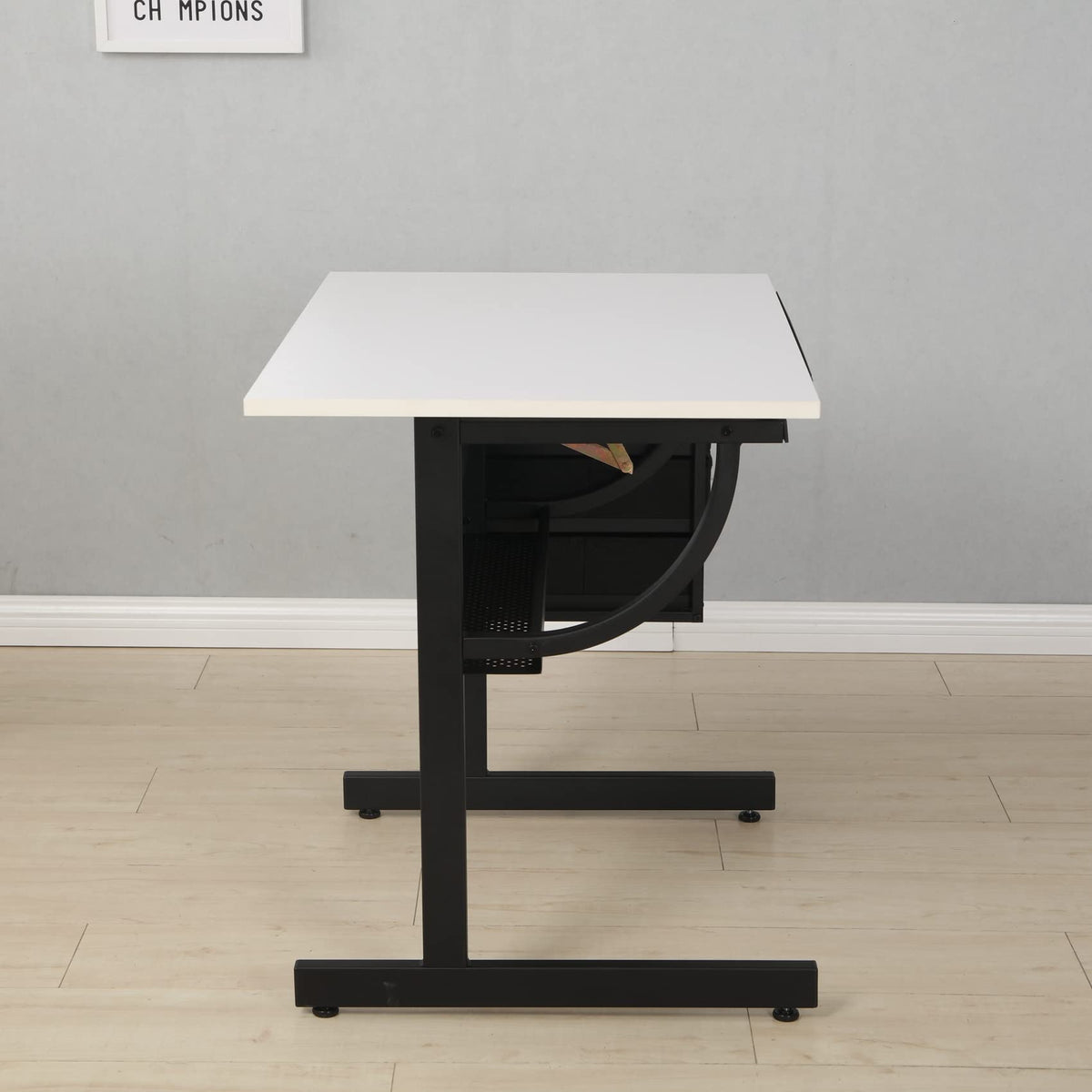 Drafting Table, Height Adjustable Art Table with Stool,T1-All White