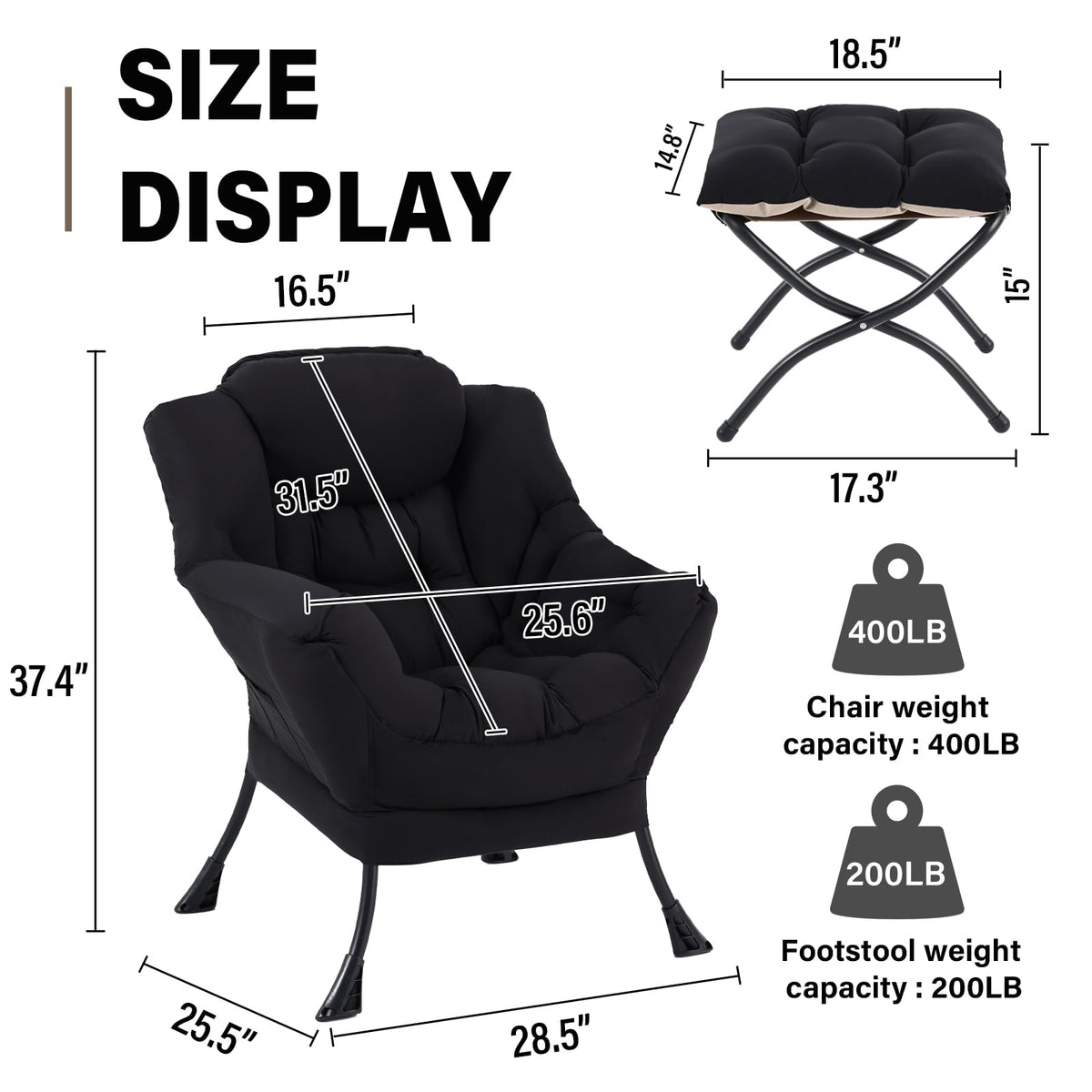 Modern Lazy Chair with Ottoman Lounge Accent Reading Chair for Living Room