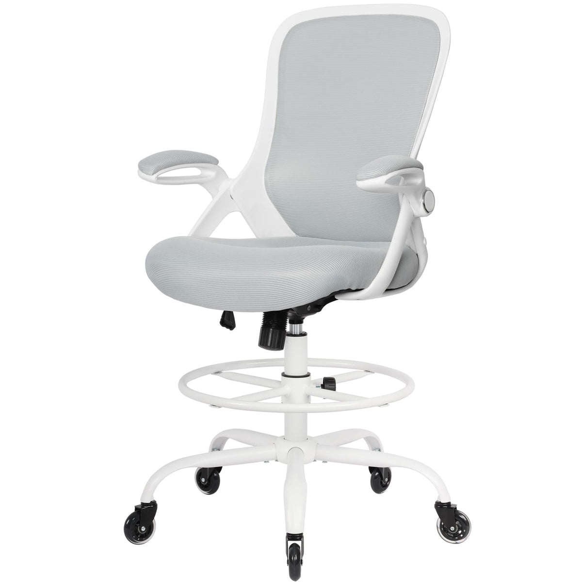 HYLONE Drafting Chair Adjustable, Tall Office Chair Lumbar Support Ergonomic Standing Desk Chair Heavy Duty Tall Drafting Stool for Artists with Footrest Home Office Drafting Stool