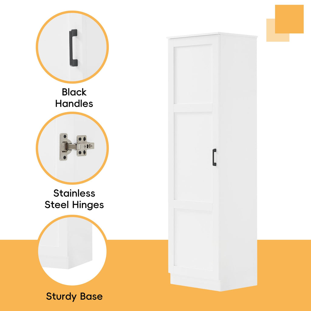 Merax 60" Tall Cabinet with Adjustable Shelves, Farmhouse Storage Cabinet Kitchen Pantry with Door for Living Room, Hallyway, Office or Bathroom, White