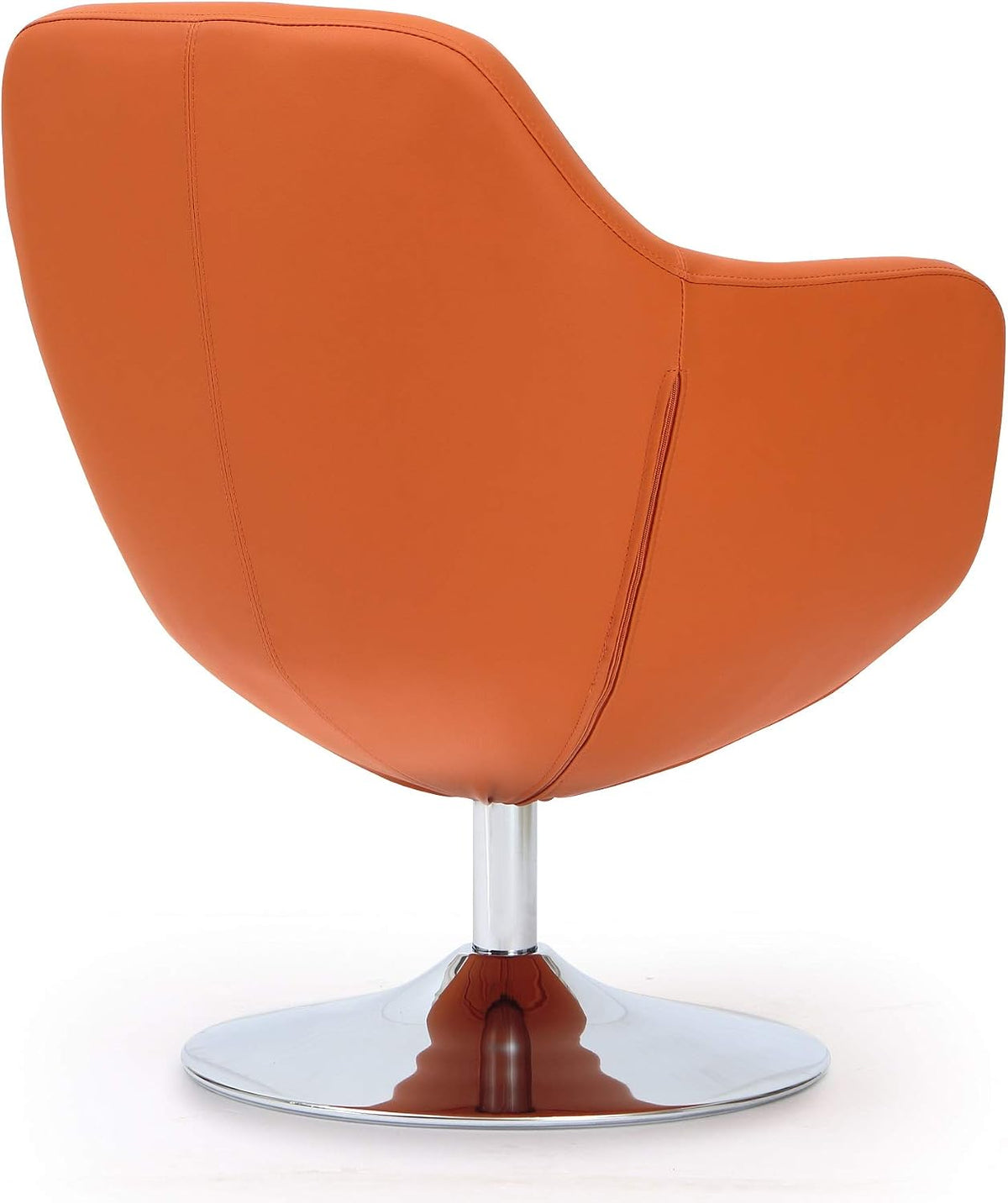 Manhattan Comfort Caisson Swivel Accent Chair Set of 2 with 360Â° Turn, Hand Upholstered Faux Leather & Polished Chrome, Removable Cushion, Modern Design for Office & Living Room, Orange Faux