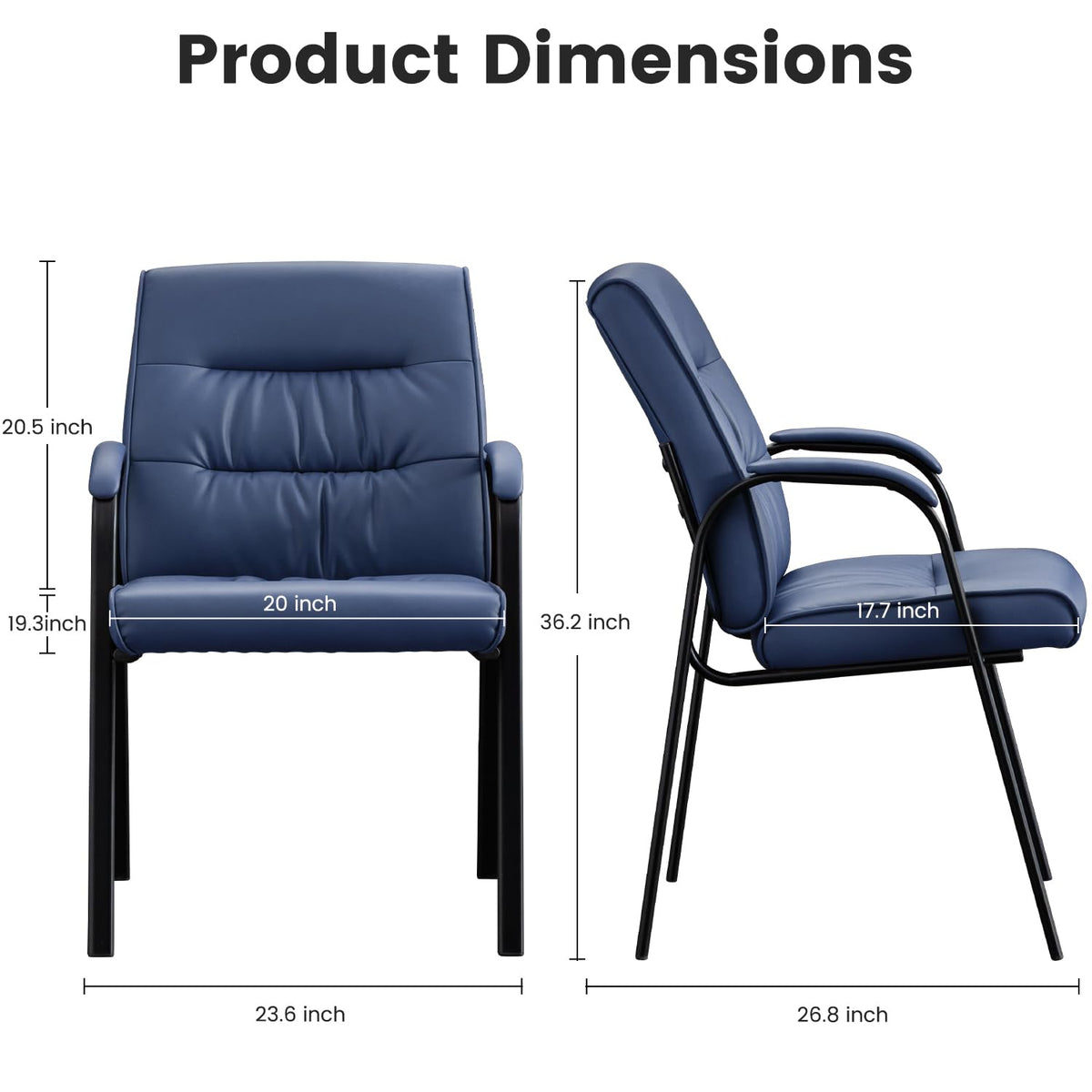 Office Guest Reception Chair Set of 2, Conference Room Chairs Waiting Room Chairs 2 Pack, Modern Leather Office Desk Chair No Wheels.